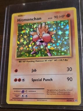 Hitmonchan Holographic Trading Card - Yellow